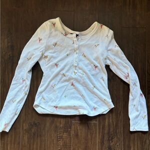Lucky Brand floral white long sleeve top